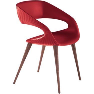 Shape Dining Chair In Red with Oak Legs