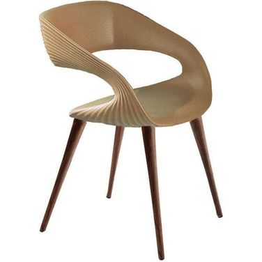 Shape Tan Dining Chair With Wood Legs