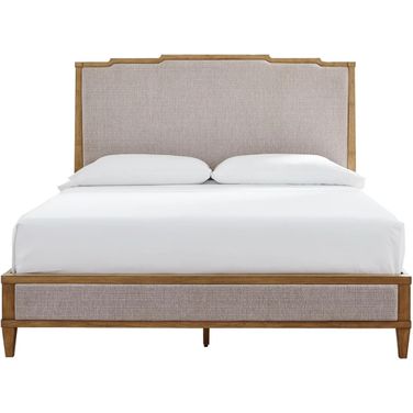Sharlance King Upholstered Panel Bed In Light Brown