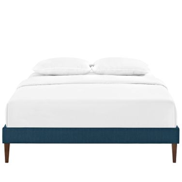 Sharon Fabric Full Bed Frame with Squared Tapered Legs In Azure