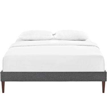 Sharon Fabric Full Bed Frame with Squared Tapered Legs In Gray