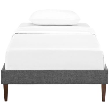 Sharon Fabric Twin Bed Frame with Squared Tapered Legs In Gray