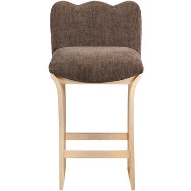 Shaw Chenille Fabric Upholstered Counter Stool In Brown and Natural