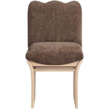 Shaw Chenille Fabric Upholstered Dining Chair In Brown and Natural