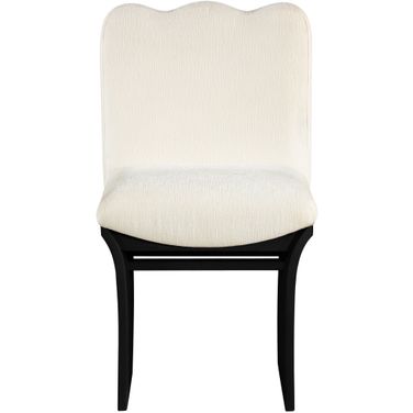 Shaw Chenille Fabric Upholstered Dining Chair In Cream and Black