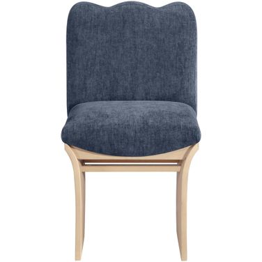 Shaw Chenille Fabric Upholstered Dining Chair In Navy and Natural