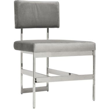 Shaw Nickel And Grey Velvet Modern Dining Chair