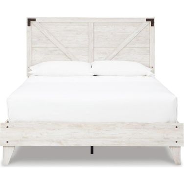 Shawburn White and Dark Charcoal Gray Queen Platform Bed