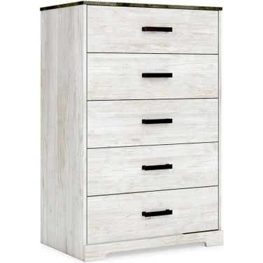Shawburn Whitewash/Charcoal Gray Five Drawer Chest