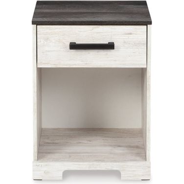Shawburn Nightstand In White Wash And Charcoal Gray