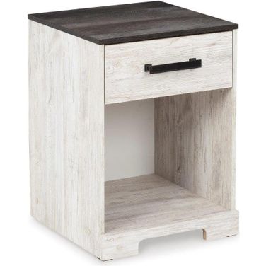 Shawburn Whitewash/Charcoal Gray One Drawer Night Stand