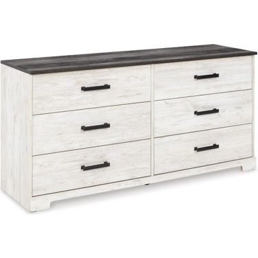Shawburn Whitewash/Charcoal Gray Six Drawer Dresser