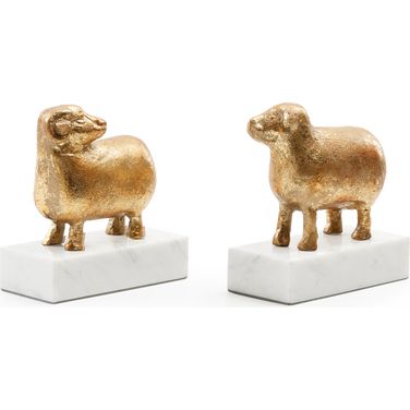Sheep Bookends Set of 2 In Gold Leaf