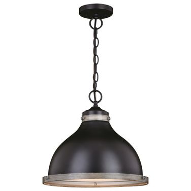 Sheffield 15 Inch Pendant In New Bronze and Distressed Ash