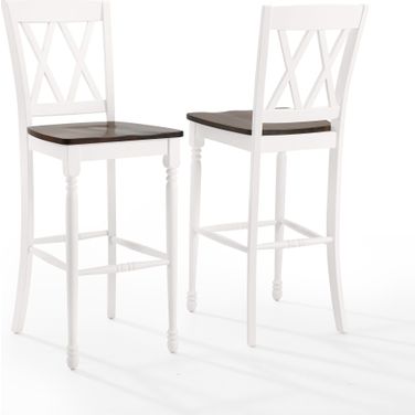 Shelby 2-Piece Barstool Set In Distressed White