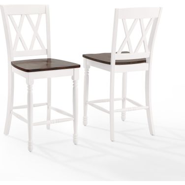 Shelby 2-Piece Counter Height Barstool Set In Distressed White