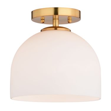 Shelby 9.25 Inch 1 Light Semi-Flush Mount In Natural Brass