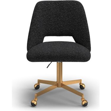 Shelby Boucle Rolling Chair In Black and Gold