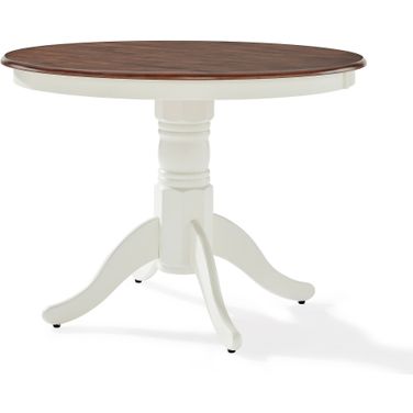 Shelby Round Dining Table In Distressed White