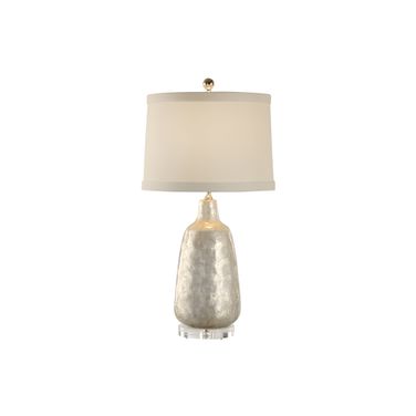 Shell Covered Urn Lamp In White and Cream