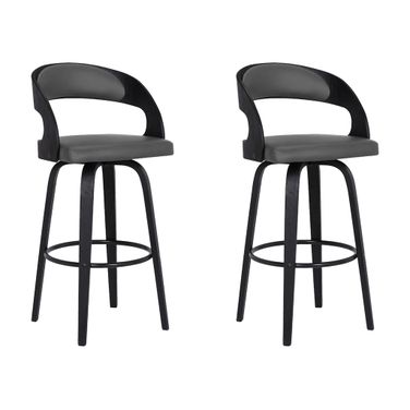Shelly 26 Inch Counter Height Swivel Bar Stool Set of 2 In Gray and Black
