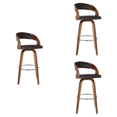 Shelly 26 Inch Counter Height Swivel Bar Stool Set of 3 In Brown and Walnut