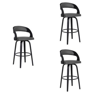 Shelly 26 Inch Counter Height Swivel Bar Stool Set of 3 In Gray and Black