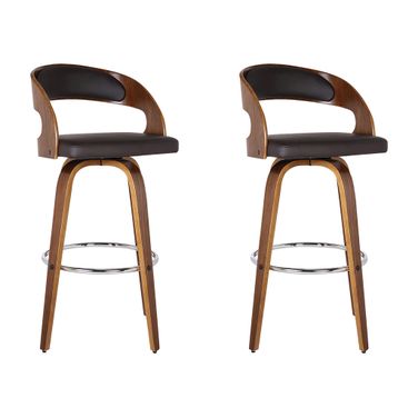 Shelly 30 Inch Bar Height Swivel Bar Stool Set of 2 In Brown and Walnut