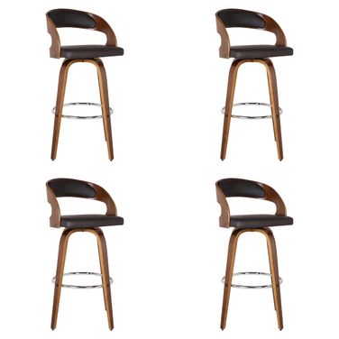 Shelly 30 Inch Bar Height Swivel Bar Stool Set of 4 In Brown and Walnut