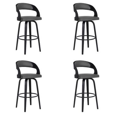 Shelly 30 Inch Bar Height Swivel Bar Stool Set of 4 In Gray and Black