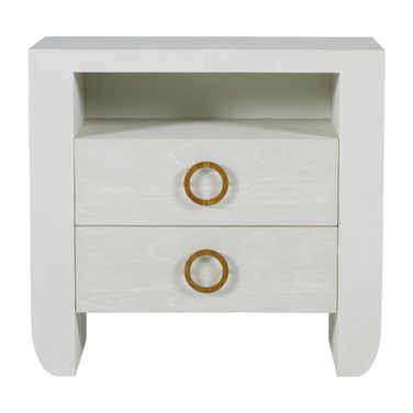Sherie Nightstand In Cerused White and Stained Gold