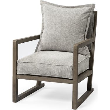 Sherlock Wood Frame Accent Chair In Frost Gray
