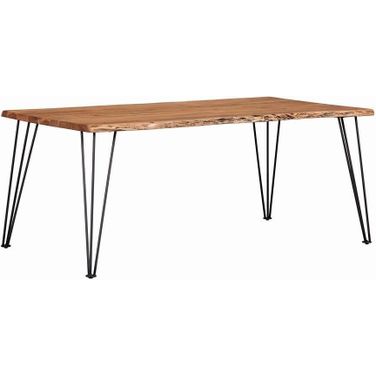 Sherman Rectangular Dining Table Natural Acacia and Matte Black