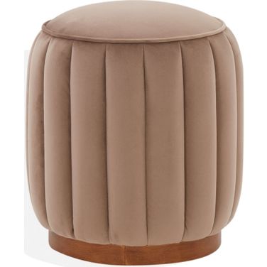 Sherrie Rund Tufted Ottoman In Brown and Walnut