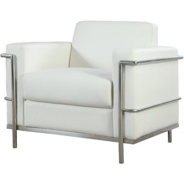 Sherry 36 Inch Modern Faux Leather Accent Chair In White