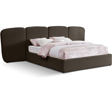 Shiloh Boucle Fabric Queen Bed In Brown