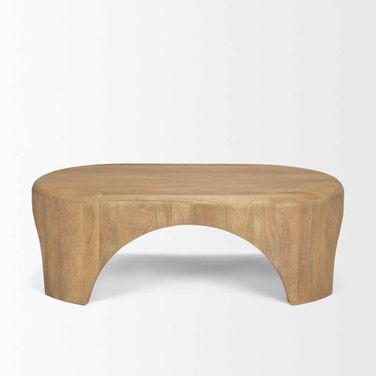 Shima Oval Wood with Arched Legs Coffee Table In Light Brown