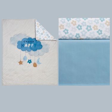 Shining Stars 3 Piece Crib Bedding Set In Blue and White