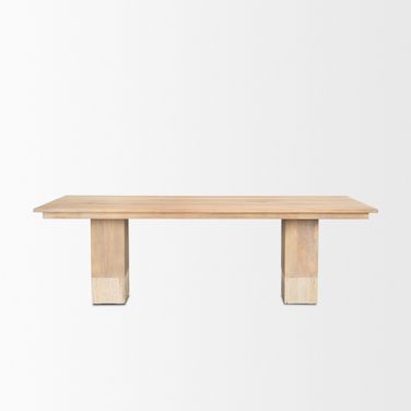 Shivon 94 Inch Mango Wood with Travertine Dining Table In Brown