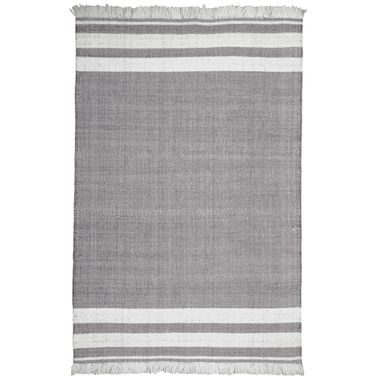 Shore 5' x 7'9" Harper Striped Hand-Woven Indoor/Outdoor Area Rug In Light Gray