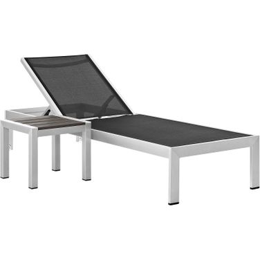 Shore Silver and Black 2 Piece Outdoor Patio Aluminum Set