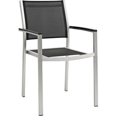 Shore Silver and Black Outdoor Patio Aluminum Dining Chair