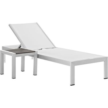 Shore Silver and White 2 Piece Outdoor Patio Aluminum Set