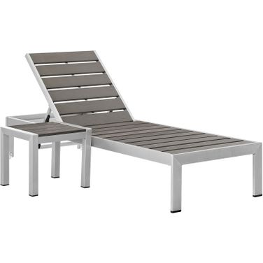 Shore Silver Gray 2 Piece Outdoor Patio Aluminum Set EEI-2465-SLV-GRY-SET