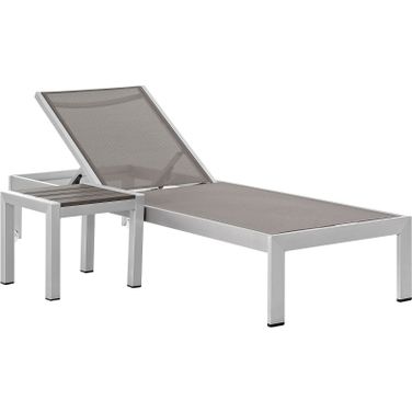 Shore Silver Gray 2 Piece Outdoor Patio Aluminum Set