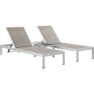 Shore Silver Gray 3 Piece Outdoor Patio Aluminum Set EEI-2476-SLV-GRY-SET