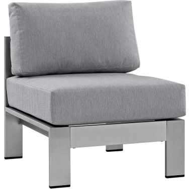 Shore Silver Gray Armless Outdoor Patio Aluminum Chair
