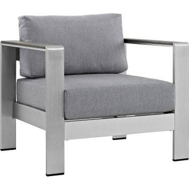 Shore Silver Gray Outdoor Patio Aluminum Arm Chair