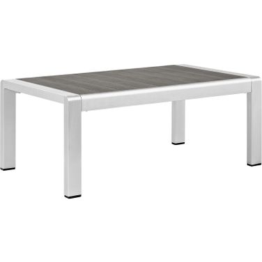 Shore Silver Gray Outdoor Patio Aluminum Coffee Table