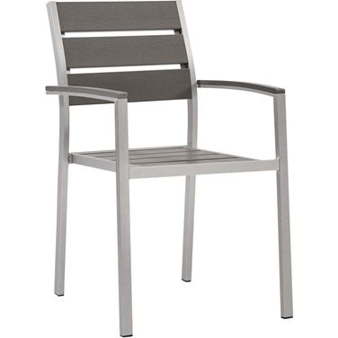 Shore Silver Gray Outdoor Patio Aluminum Dining Arm Chair
